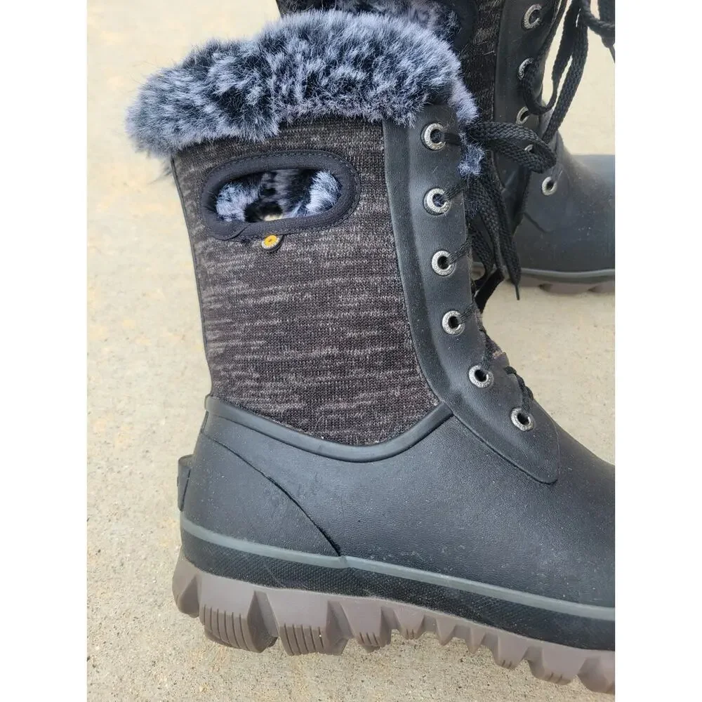 Bogs Arcata Knit Women's Waterproof Snow Boots Black Size 10